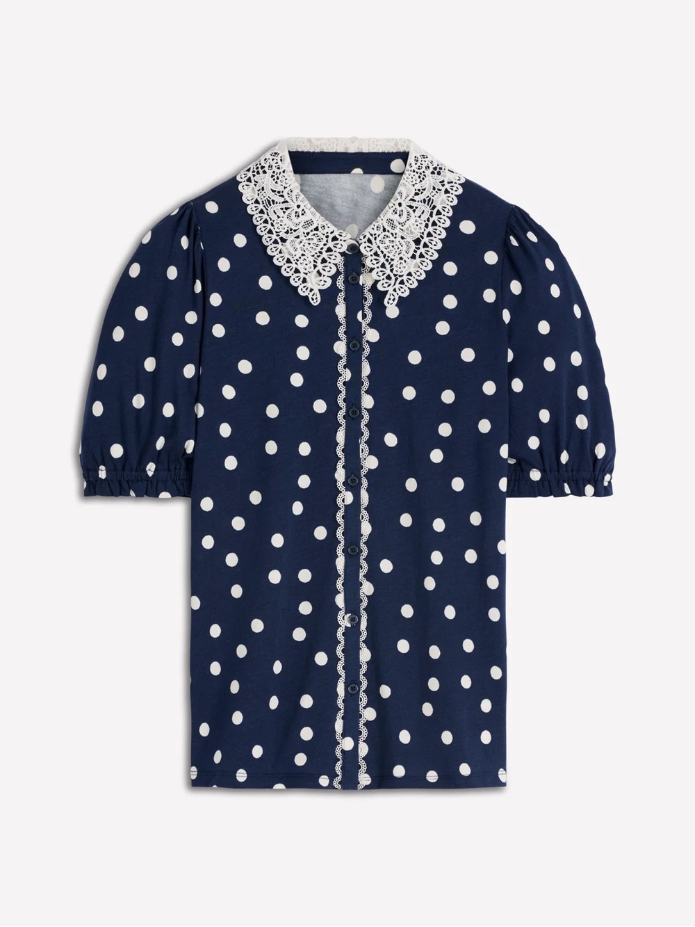 NWT BODEN NESSA BRODERIE COLLAR POLKA DOT BLOUSE US 4 - Picture 5 of 14